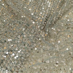 Sky Blue Color Impoted Net Sequins Embroidered Fabric