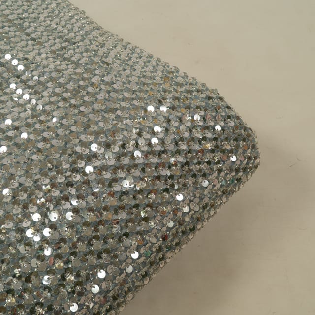 Sky Blue Color Impoted Net Sequins Embroidered Fabric