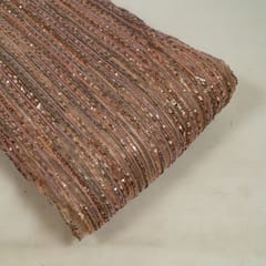 Beige Color Impoted Net Sequins Embroidered Fabric