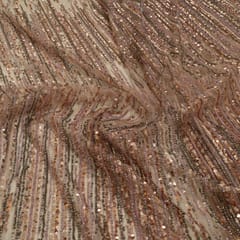 Beige Color Impoted Net Sequins Embroidered Fabric
