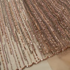 Beige Color Impoted Net Sequins Embroidered Fabric