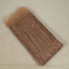 Beige Color Impoted Net Sequins Embroidered Fabric