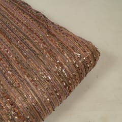 Beige Color Impoted Net Sequins Embroidered Fabric