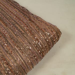 Beige Color Impoted Net Sequins Embroidered Fabric