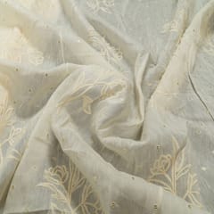 Dyeable Linen Georgette Embroidered Fabric
