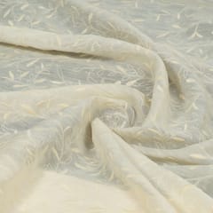 Dyeable Linen Georgette Embroidered Fabric