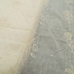 Dyeable Linen Georgette Embroidered Fabric