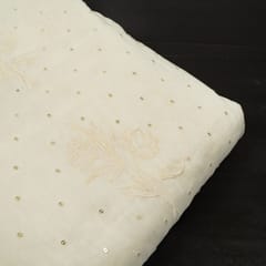 Dyeable Linen Georgette Embroidered Fabric