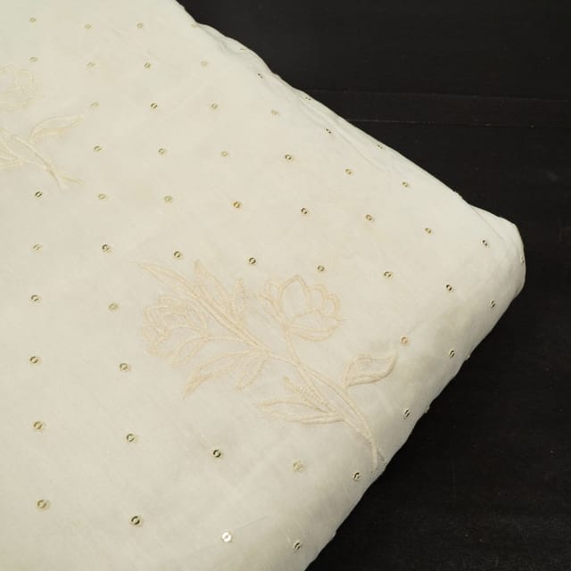 Dyeable Linen Georgette Embroidered Fabric