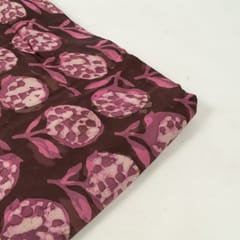 Wine Color Modal Satin Printed Fabric