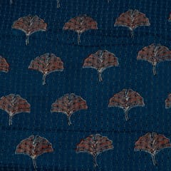 Blue Color Modal Chikan With Print  Fabric