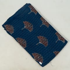 Blue Color Modal Chikan With Print  Fabric