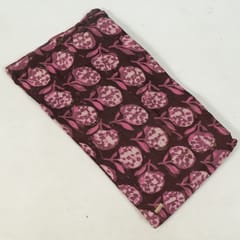 Wine Color Modal Satin Printed Fabric