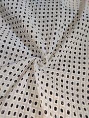Natural Colour Dyeable Panta Floral Pattern Schiffli Embroidered Fabric