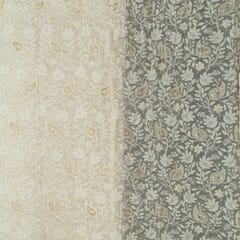 Mal Chanderi Thread Embroidery Lakhnavi Jaal Embroidery Fabric