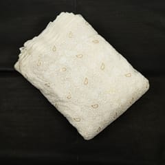 Mal Chanderi Thread Embroidery Lakhnavi Jaal Embroidery Fabric