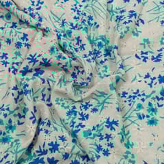 Off White Color Cotton Schiffli Fabric with Floral Digital Print – Fresh & Breezy Elegance