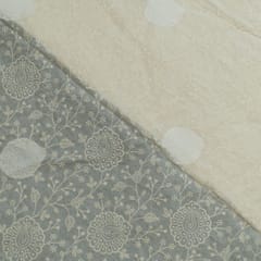 Kora Cotton Embroidery Fabric with Elegant Appliqué Work – Artistic & Graceful