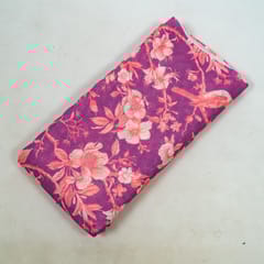 Majenta Color Chikan Flowral Printed Fabric