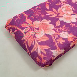 Majenta Color Chikan Flowral Printed Fabric
