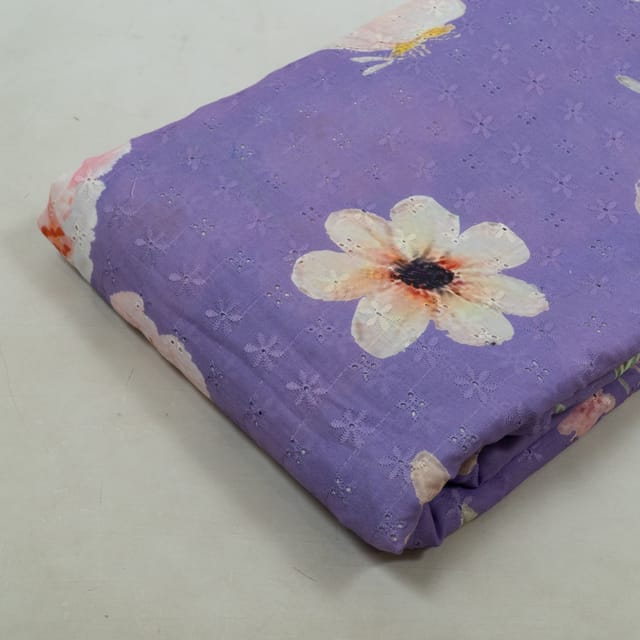 Move Color Chikan Flowral Printed Fabric