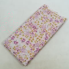 Off White Color Chikan Flowral Printed Fabric