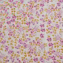 Off White Color Chikan Flowral Printed Fabric
