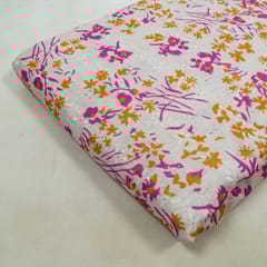 Off White Color Chikan Flowral Printed Fabric