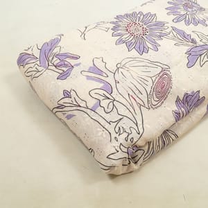 Off White Chikan Printed Fabric