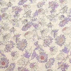 Off White Chikan Printed Fabric