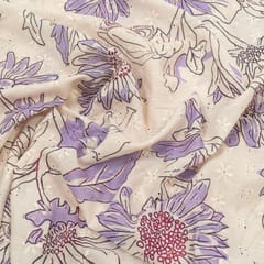 Off White Chikan Printed Fabric