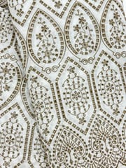 Natural Colour Dyeable Panta Floral Pattern Schiffli Embroidered Fabric