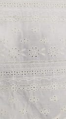Natural Colour Dyeable Panta Floral Pattern Schiffli Embroidered Fabric