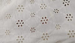Natural Colour Dyeable Panta Floral Pattern Schiffli Embroidered Fabric