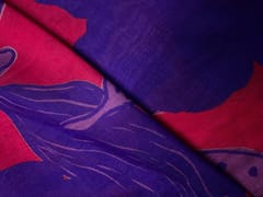 Magenta & Royal Purpler Abstract Pure Chanderi Fabric