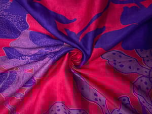 Magenta & Royal Purpler Abstract Pure Chanderi Fabric