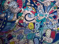 Multicolor Abstract Pure Chanderi Fabric