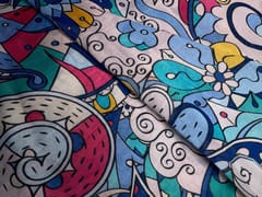 Multicolor Abstract Pure Chanderi Fabric