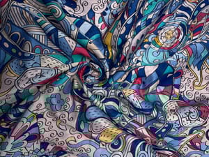 Multicolor Abstract Pure Chanderi Fabric