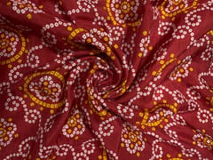 Dark Red Geometric Habutai Silk Fabric