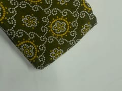 Mehndi Green Geometric Habutai Silk Fabric