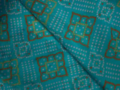 Sky Blue Geometric Habutai Silk Fabric