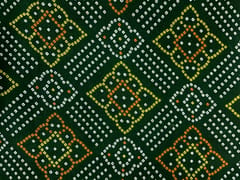 Green Geometric Habutai Silk Fabric