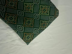 Green Geometric Habutai Silk Fabric
