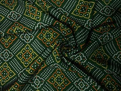 Green Geometric Habutai Silk Fabric