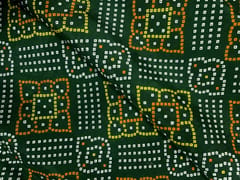 Green Geometric Habutai Silk Fabric