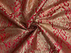 Red Floral Brocade Fabric