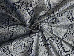 Black & Silver Floral Brocade Fabric