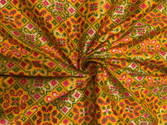 Yellow Geometric Brocade Fabric