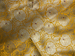 Bright Yellow Floral Brocade Fabric